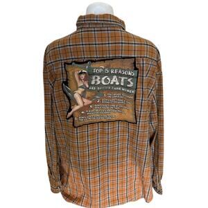 Boating Plaid Flannel Shirt XL Oversized 5 Reasons Boats are Better than Women